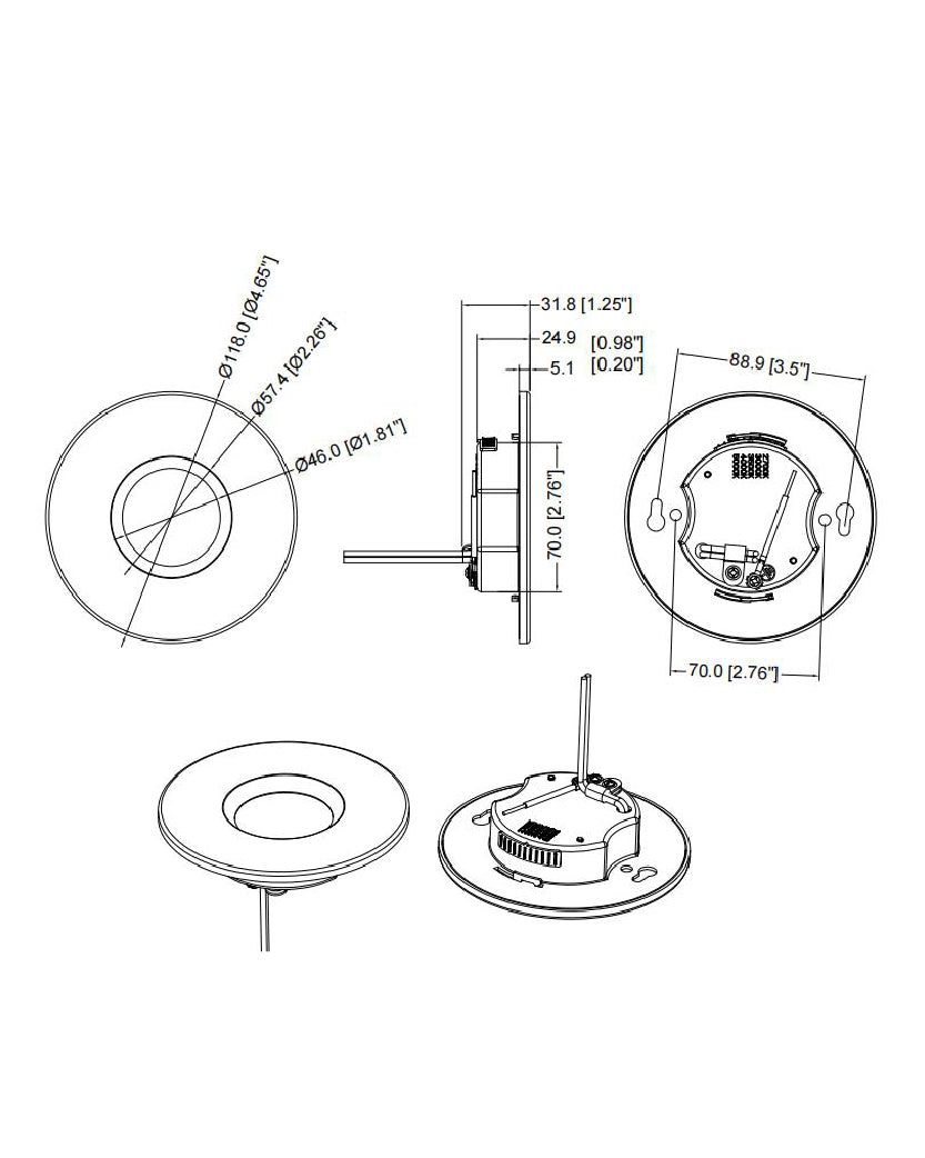 Snug 4" Recessed LED Surface Mount - 5CCT dimensions diagram