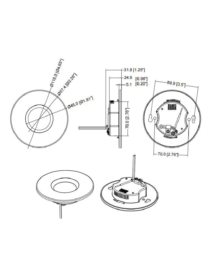 Snug 4" Recessed LED Surface Mount - 5CCT dimensions diagram