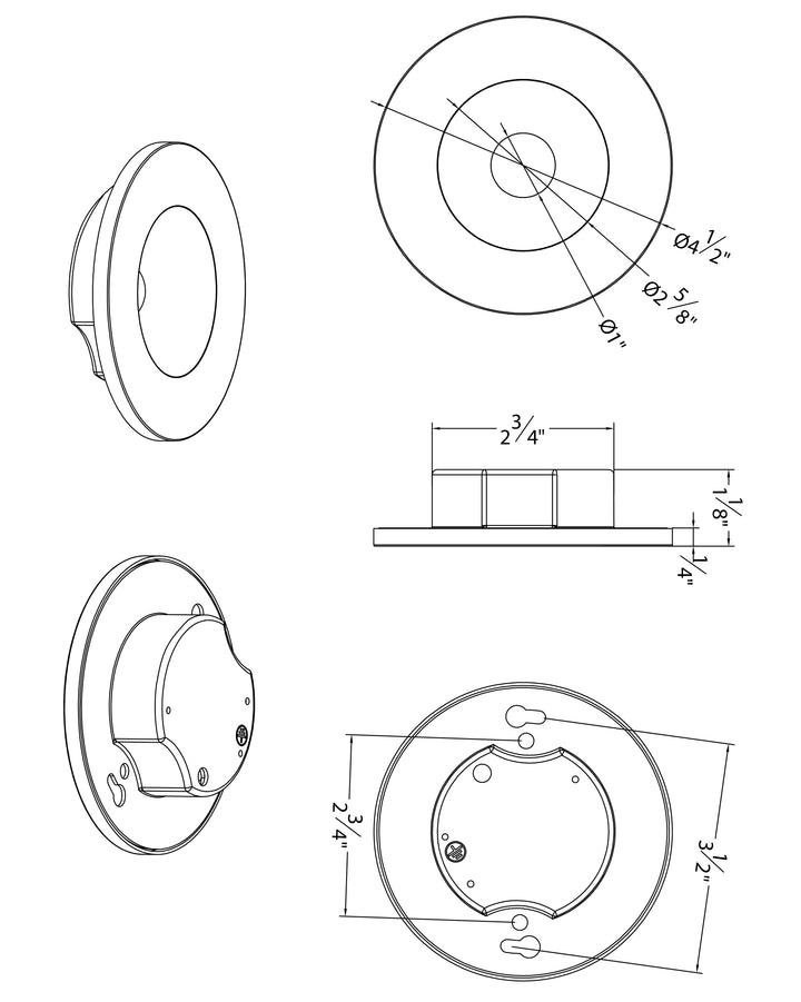 Snug Surface Mount LED Downlight 5CCT dimensions diagram