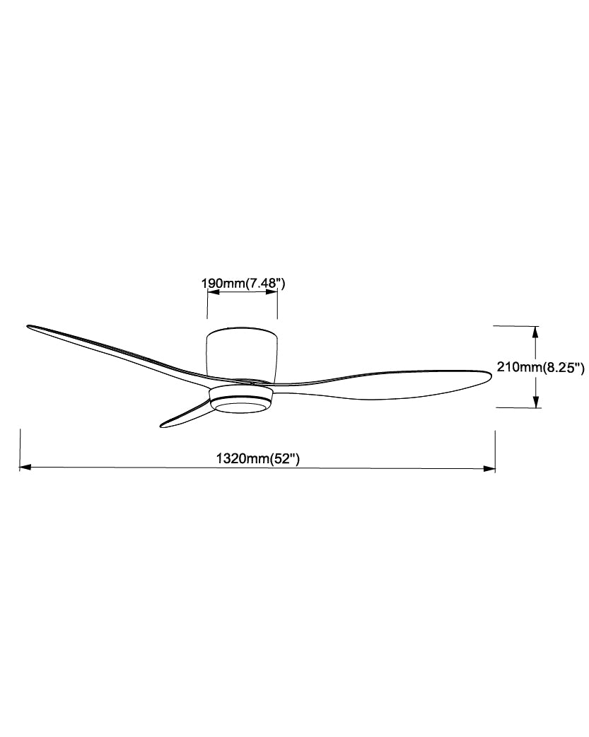 Aeris 52" 3-Blade Hugger Fan w LED dimensions diagram