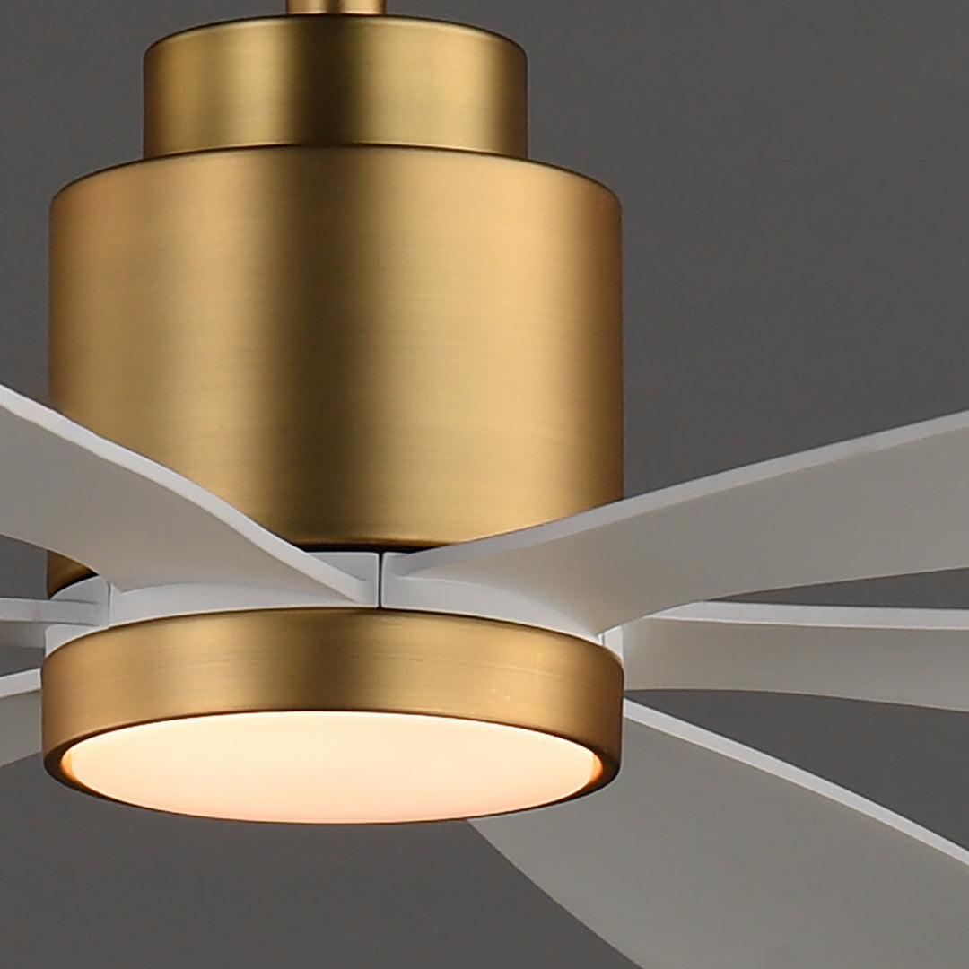 Petals 60" 6-Blade Fan w LED White / Natural Aged Brass alternate view