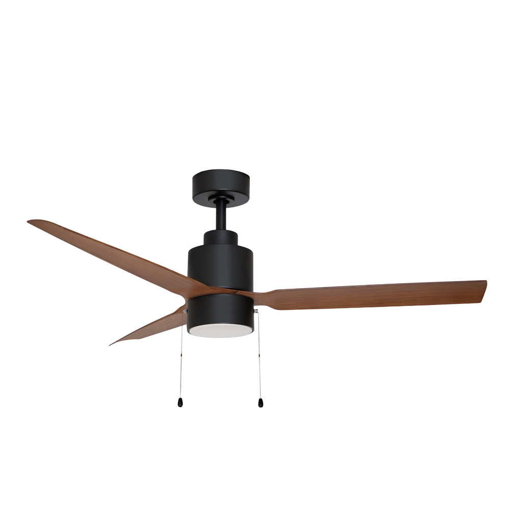 Falcon Pull Chain 52" In/Outdoor Fan w LED Light Black / Walnut