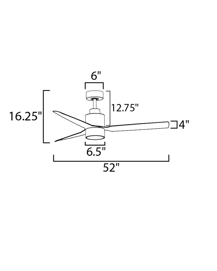Falcon AC Damp 52" In/Out Fan w LED Light Kit dimensions diagram