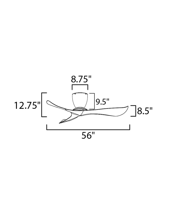 Keanu Hugger 56" Hugger Fan dimensions diagram