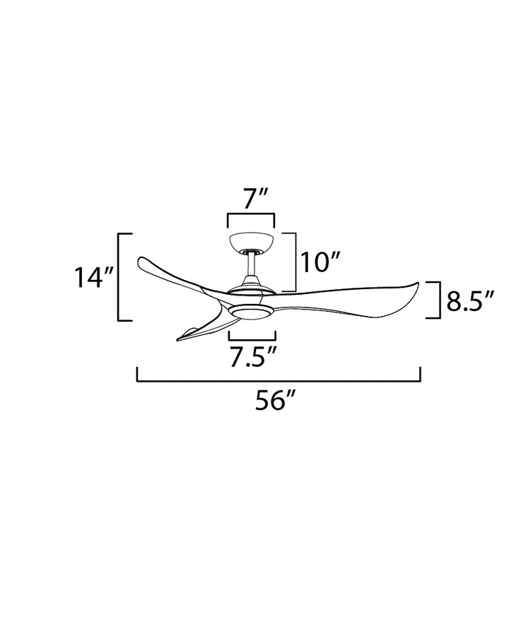 Keanu 56" Indoor/Outdoor Fan w LED Light Kit dimensions diagram