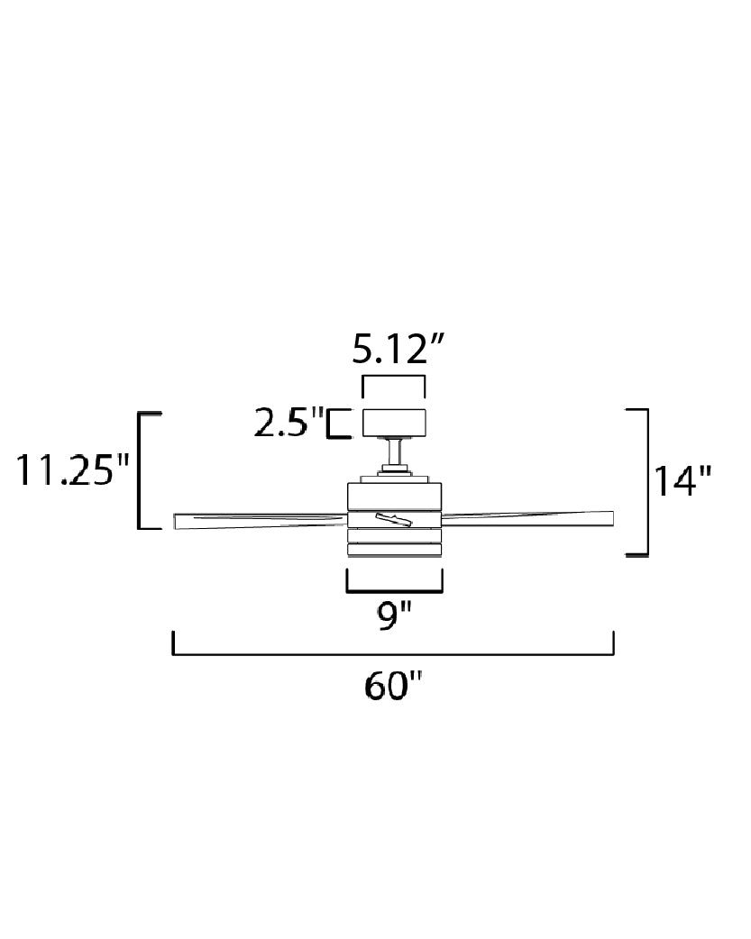 Tanker 52" Nickel Outdoor LED Fan dimensions diagram