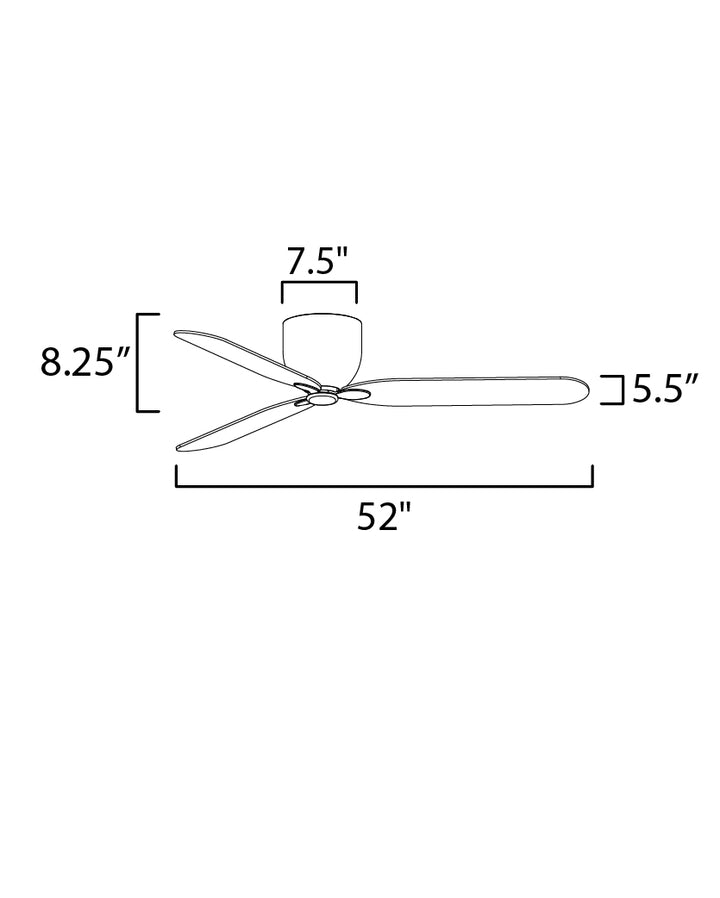 Lowell 52" 3-Blade Hugger Fan (No Light) dimensions diagram