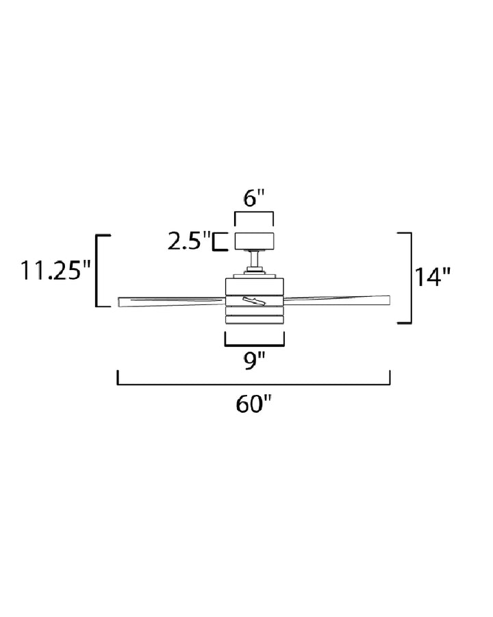 Tanker 52" Black Outdoor E-Star LED Fan dimensions diagram