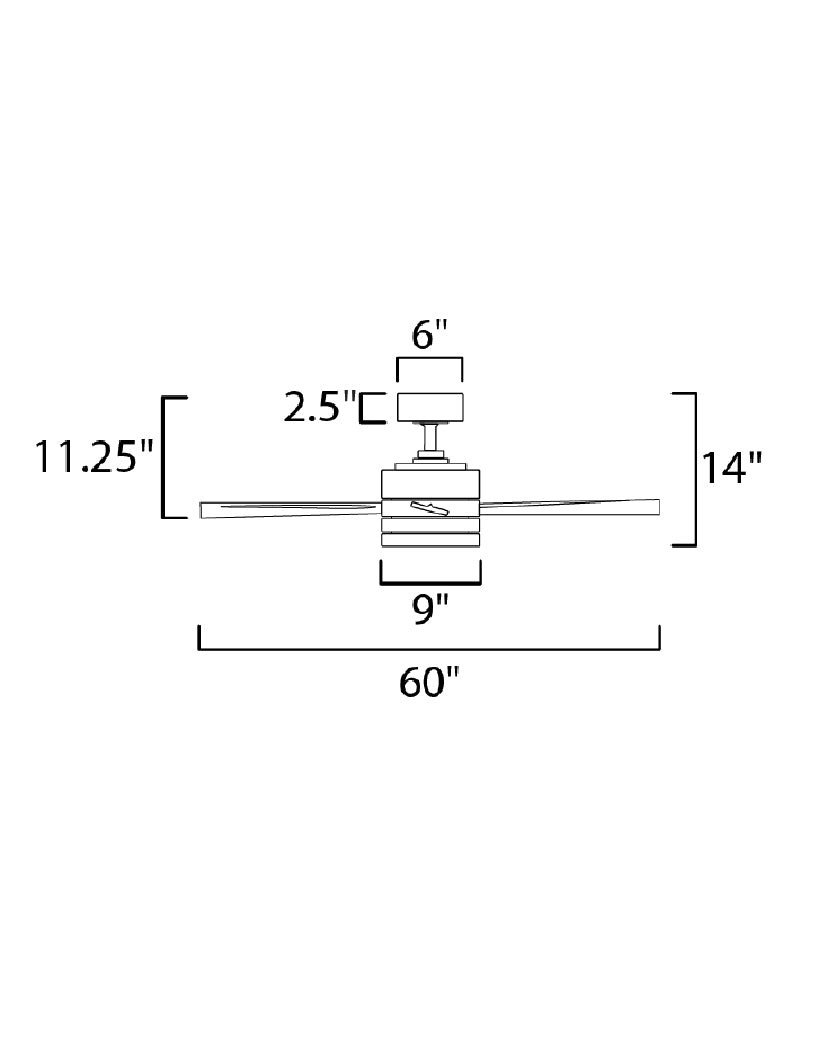 Tanker 52" Nickel Outdoor E-Star LED Fan dimensions diagram