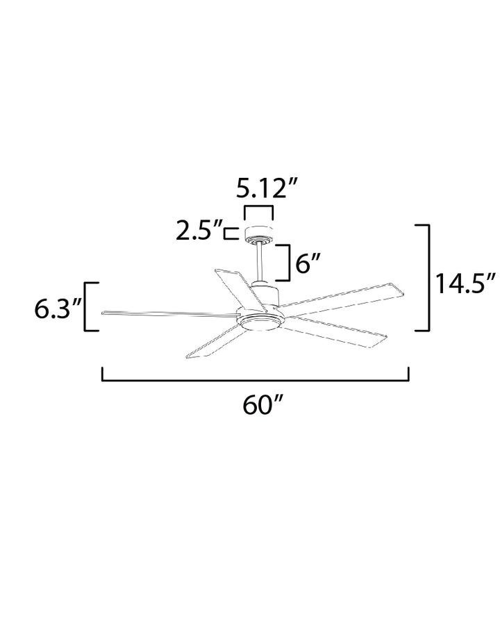 Daisy 60" 5-Blade Fan w LED Light Kit dimensions diagram
