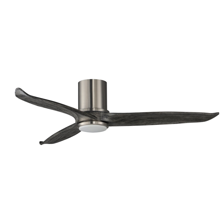 Woodwind 52" Solid Wood Blade Hugger Fan w LED White / Satin Nickel