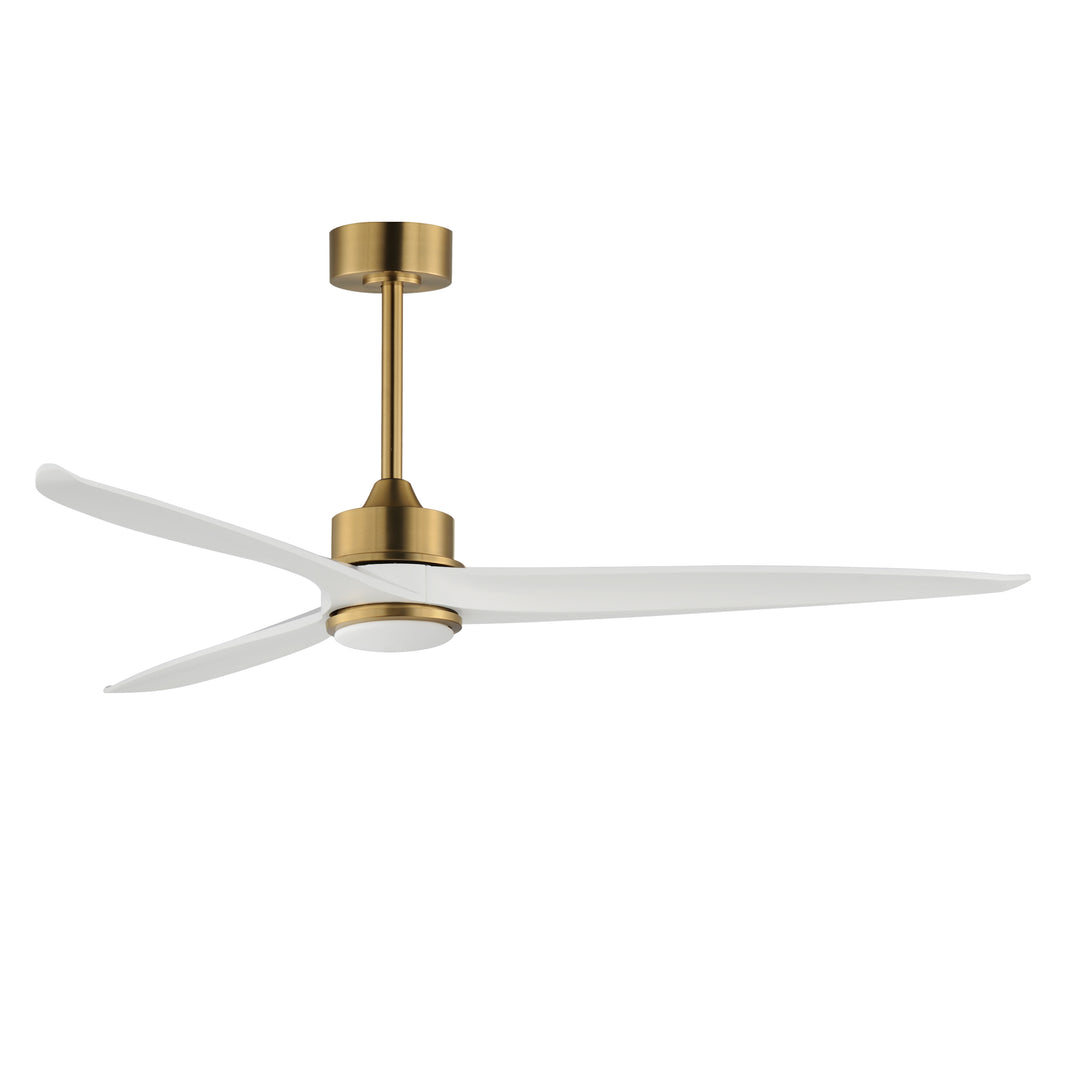Woodwind Solid Wood Blade Fan w LED Light Kit Natural Aged Brass