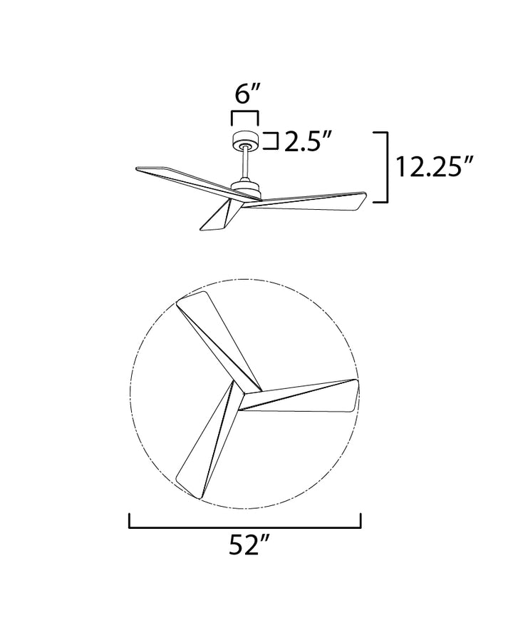 Vortex 52" Indoor Fan dimensions diagram