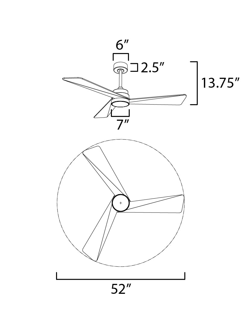 Vortex Outdoor Fan with LED Light Kit dimensions diagram