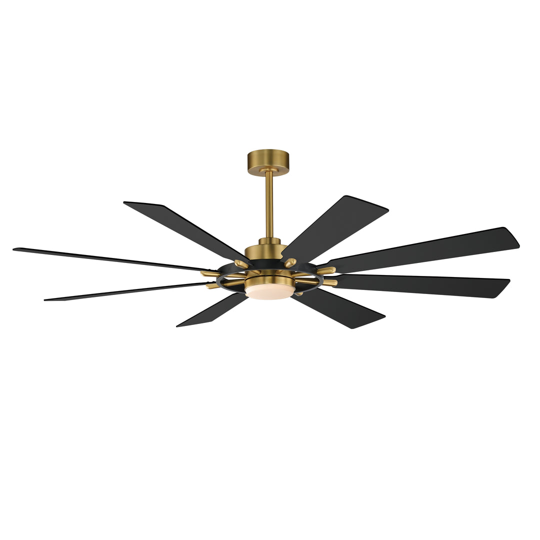 Helm 72" Indoor Fan w LED Light Kit Black / Natural Aged Brass