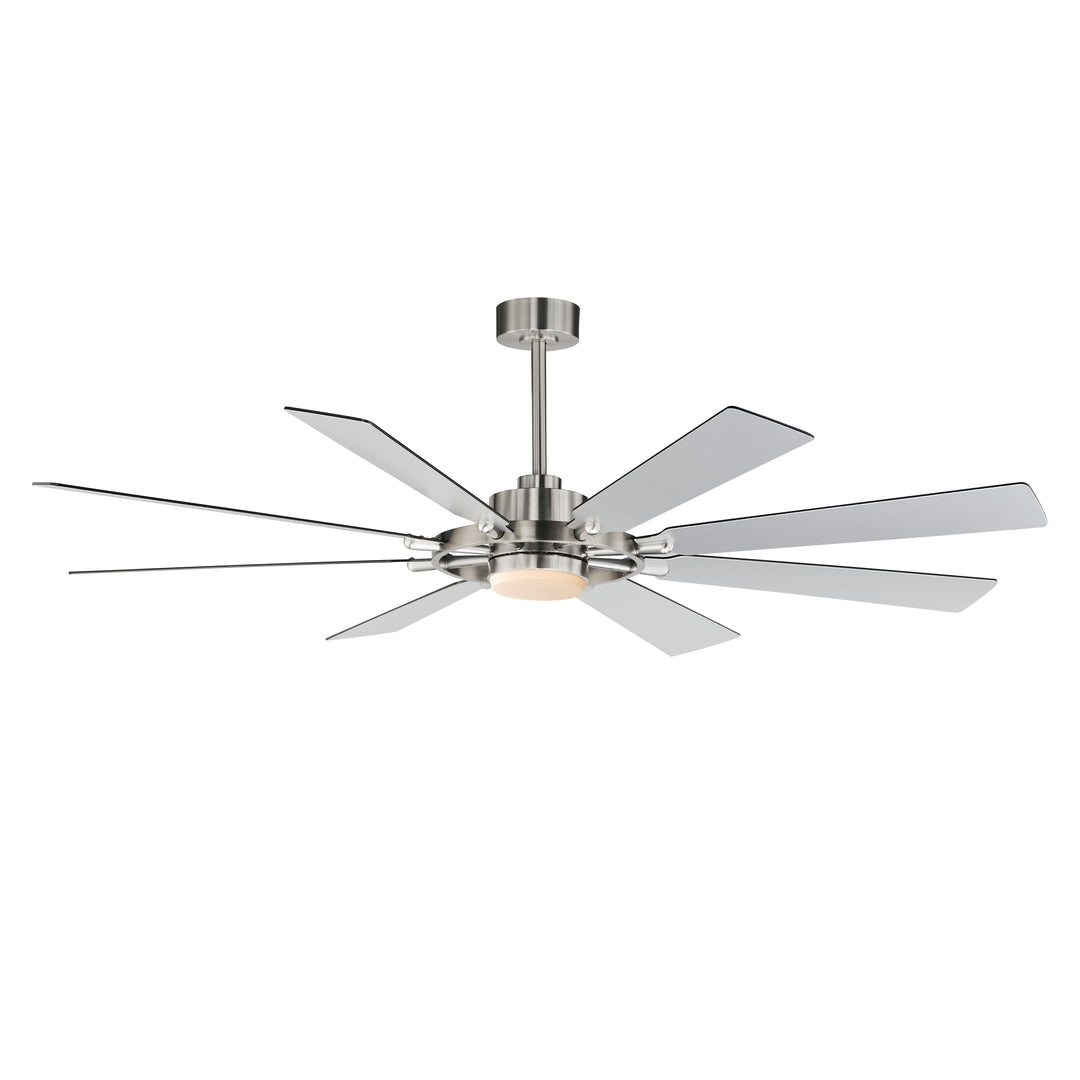 Helm 72" Indoor Fan w LED Light Kit White / Satin Nickel