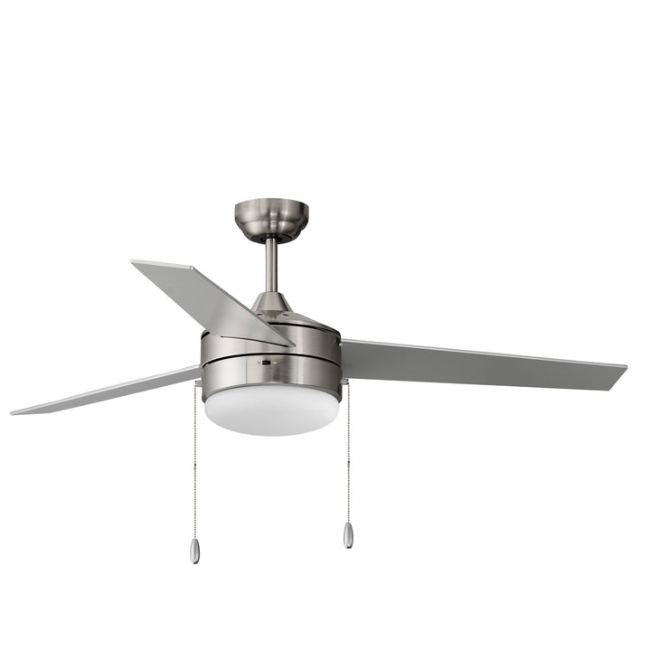 Trio 52" 3-Blade Fan w Pull Chain Satin Nickel / Black