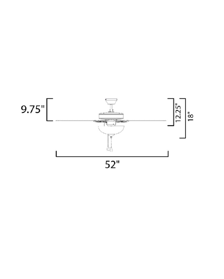 Basic-Max 52" Outdoor Black Fan dimensions diagram