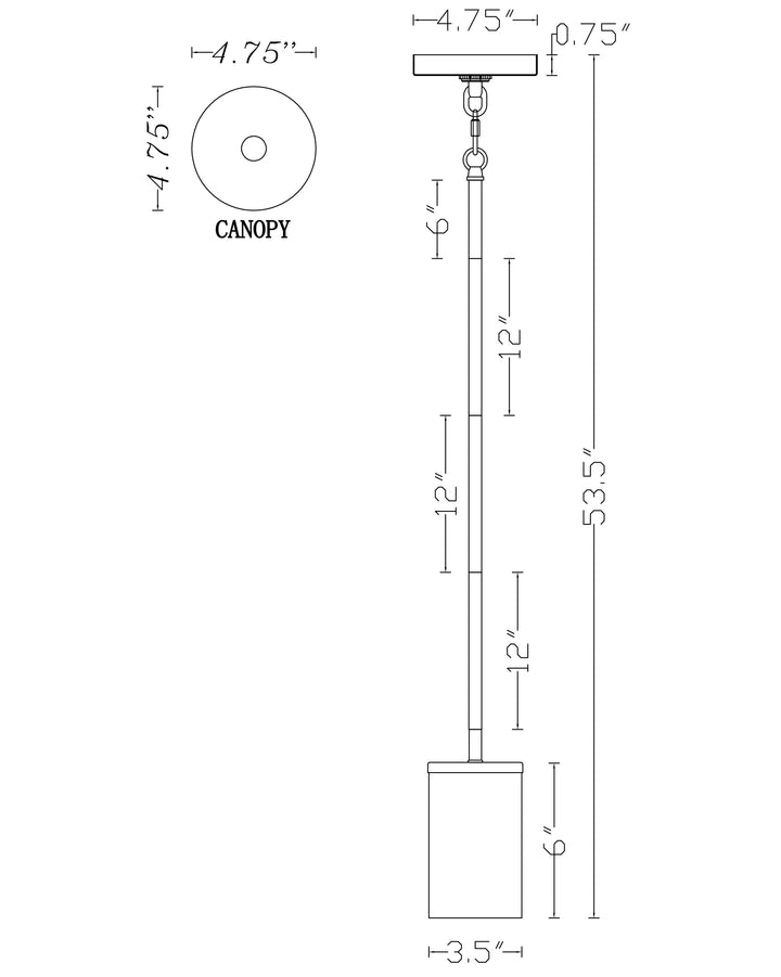 Lateral Mini Pendant dimensions diagram