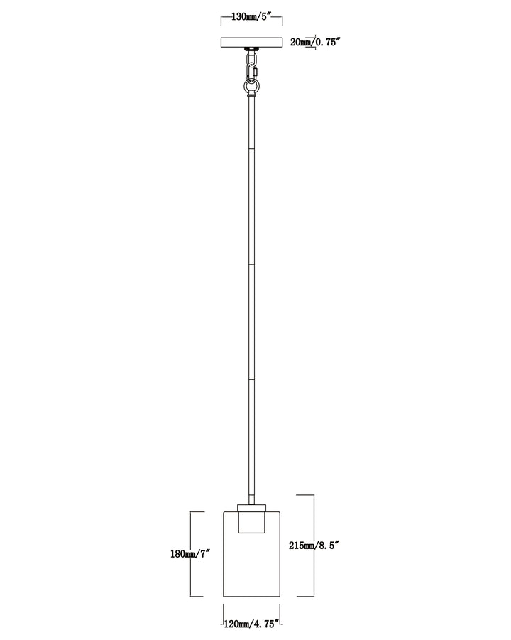 Livingston Single Pendant dimensions diagram