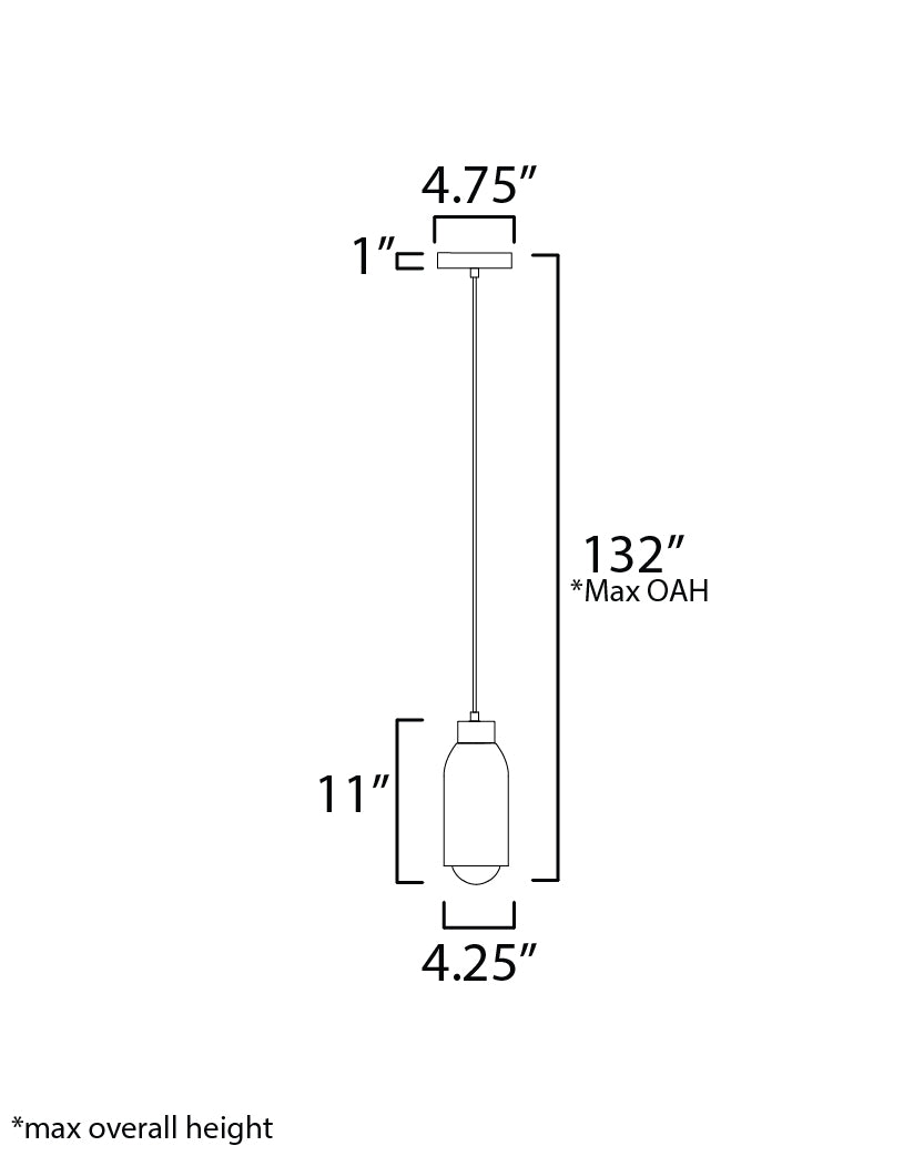 Pompeii Single Pendant dimensions diagram