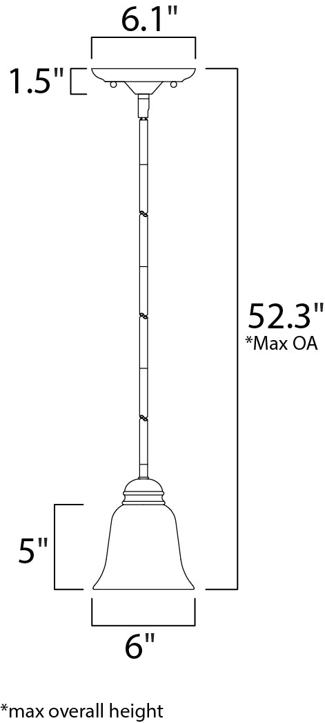 Basix 1-Light Mini Pendant dimensions diagram