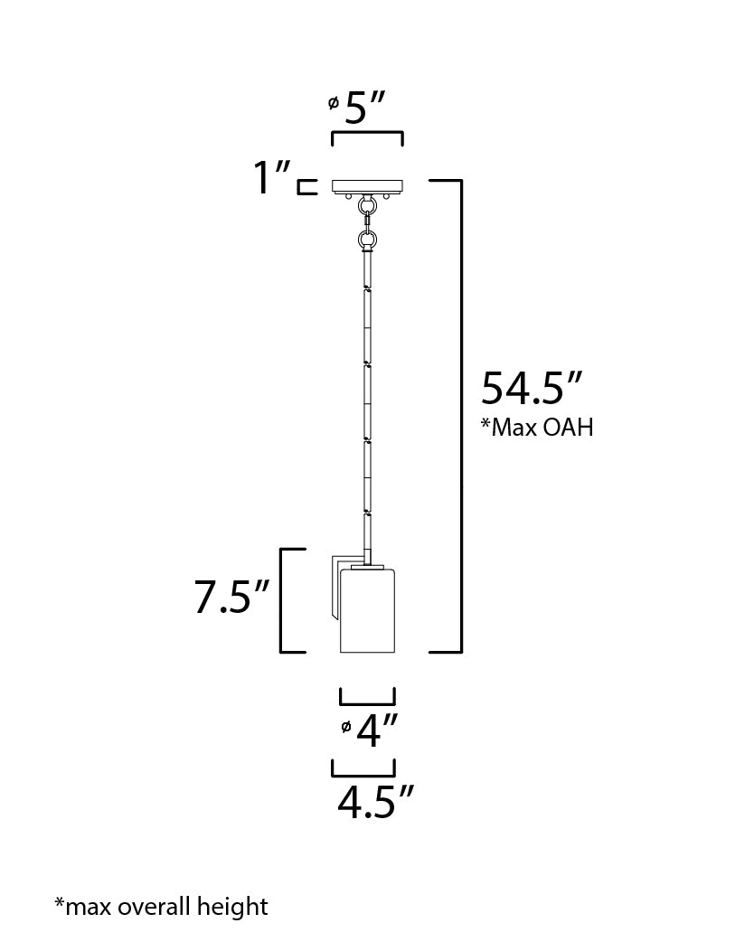 Dart 1-Light Pendant dimensions diagram