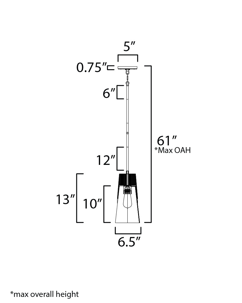 Carpenter Pendant dimensions diagram