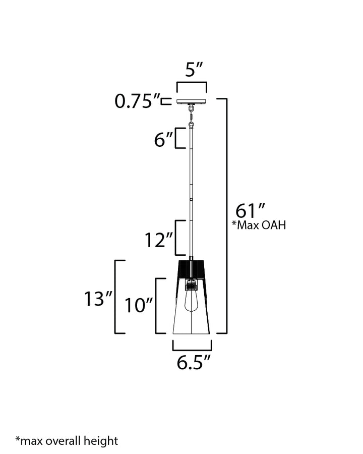 Carpenter Pendant dimensions diagram
