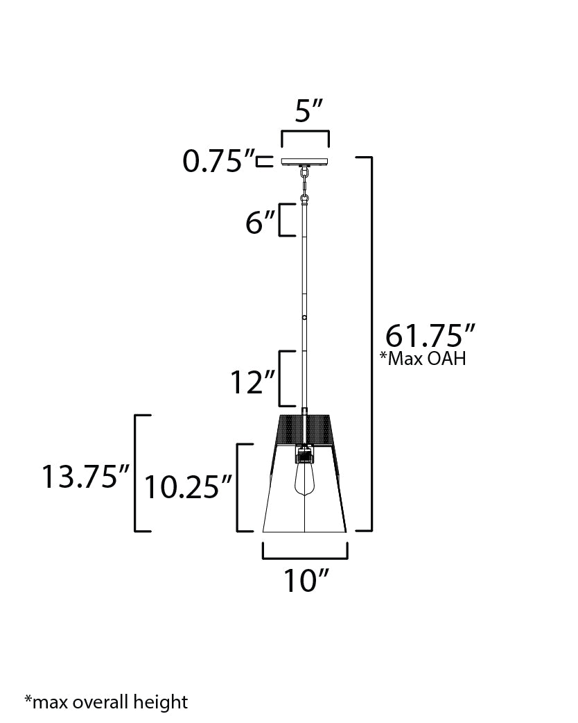 Carpenter Pendant dimensions diagram