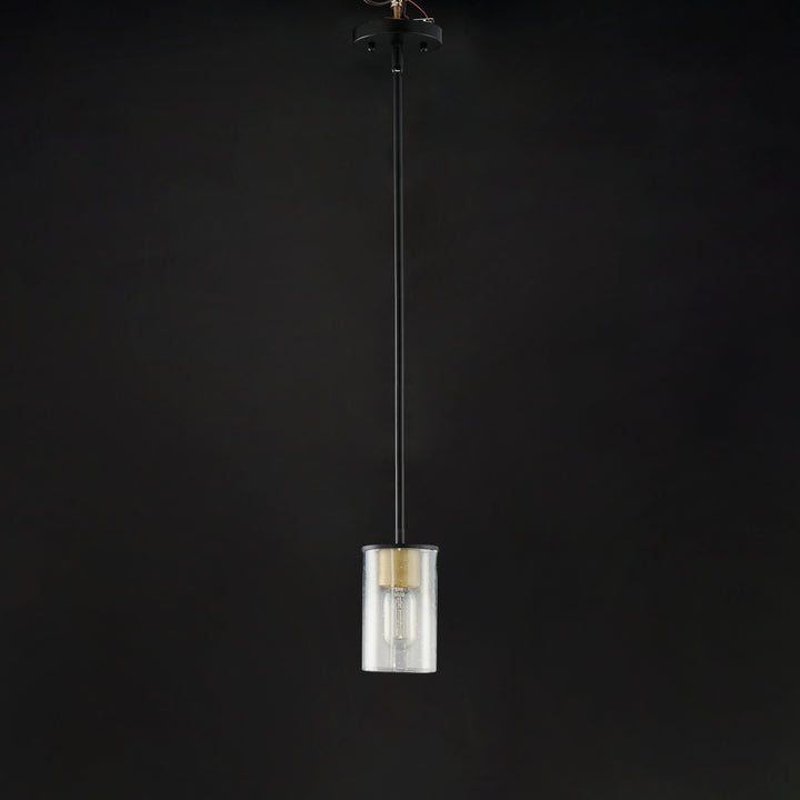 Sleek 1-Light Mini Pendant Antique Brass / Black alternate view