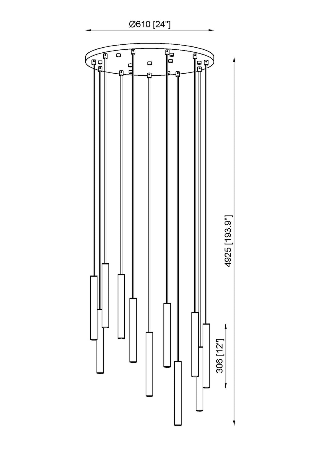 Forest - LED 11 Light Chandelier (919MP12-11R-MB)