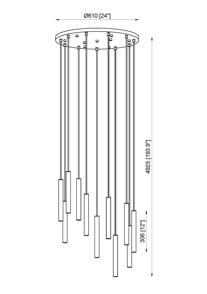 Forest - LED 11 Light Chandelier (919MP12-11R-MB)