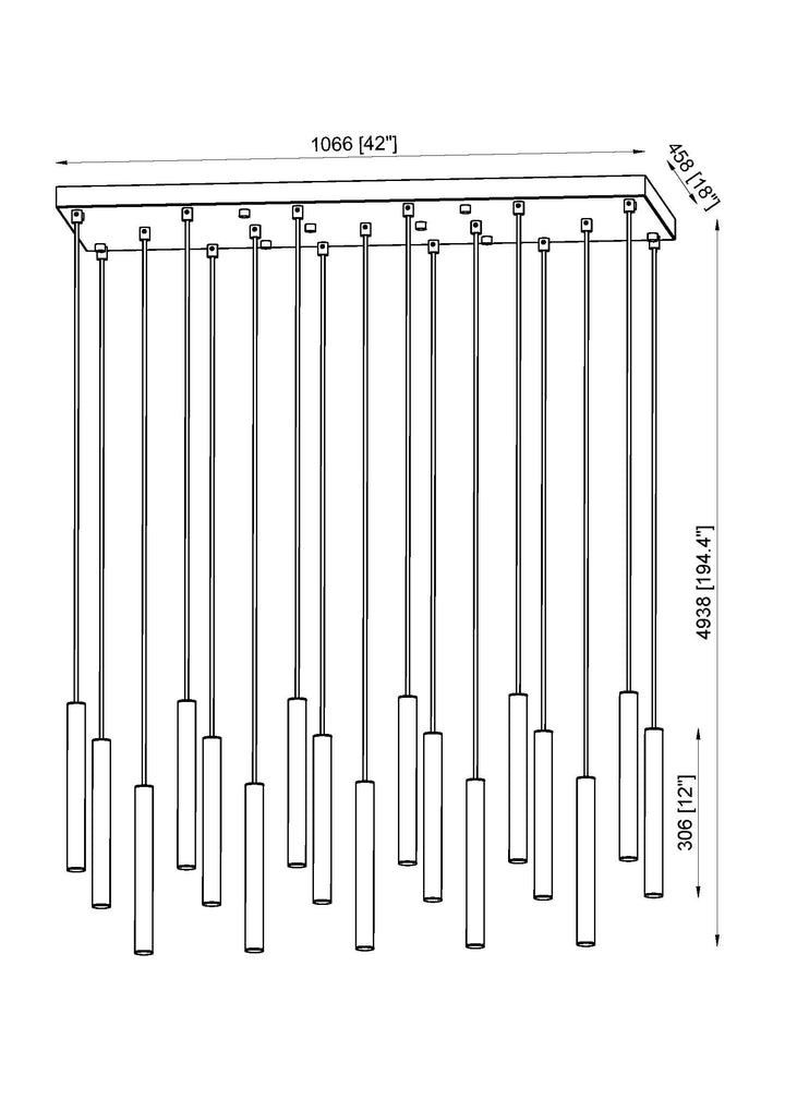 Forest - LED 17 Light Linear Chandelier (919MP12-17L-MGLD)