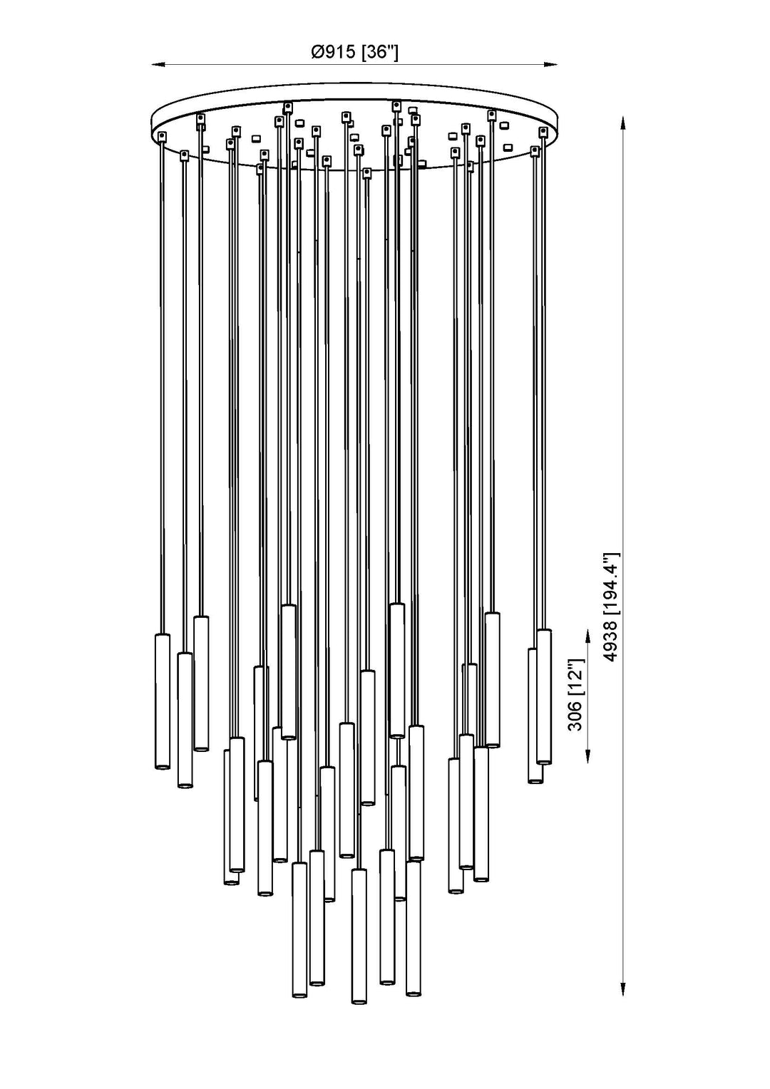 Forest - LED 27 Light Chandelier (919MP12-27R-MGLD)