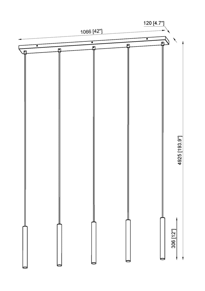 Forest - LED 5 Light Linear Chandelier (919MP12-5L-MB)