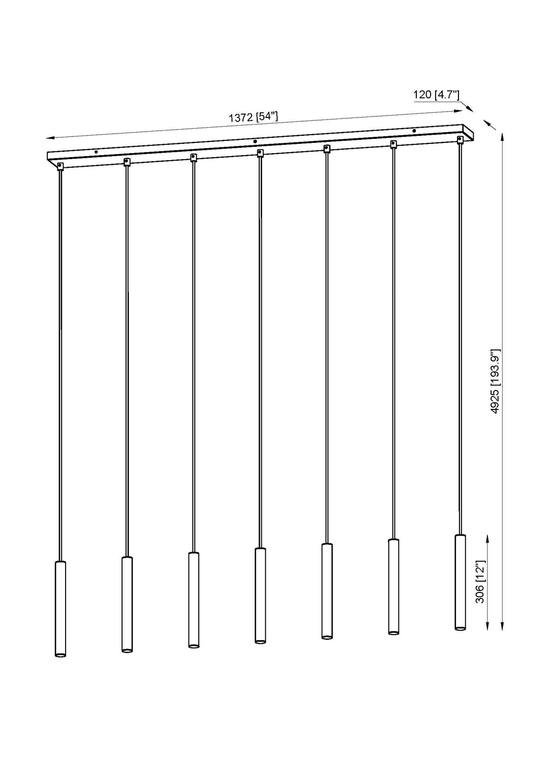 Forest - LED 7 Light Linear Chandelier (919MP12-7L-MB)