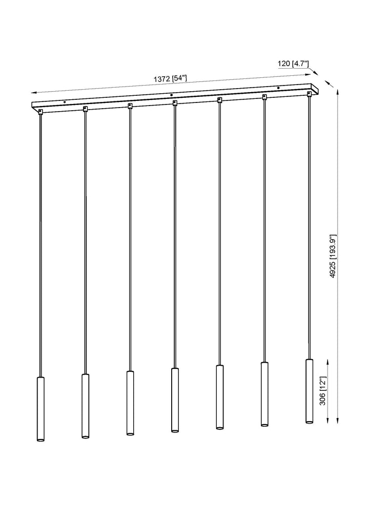 Forest - LED 7 Light Linear Chandelier (919MP12-7L-MGLD)
