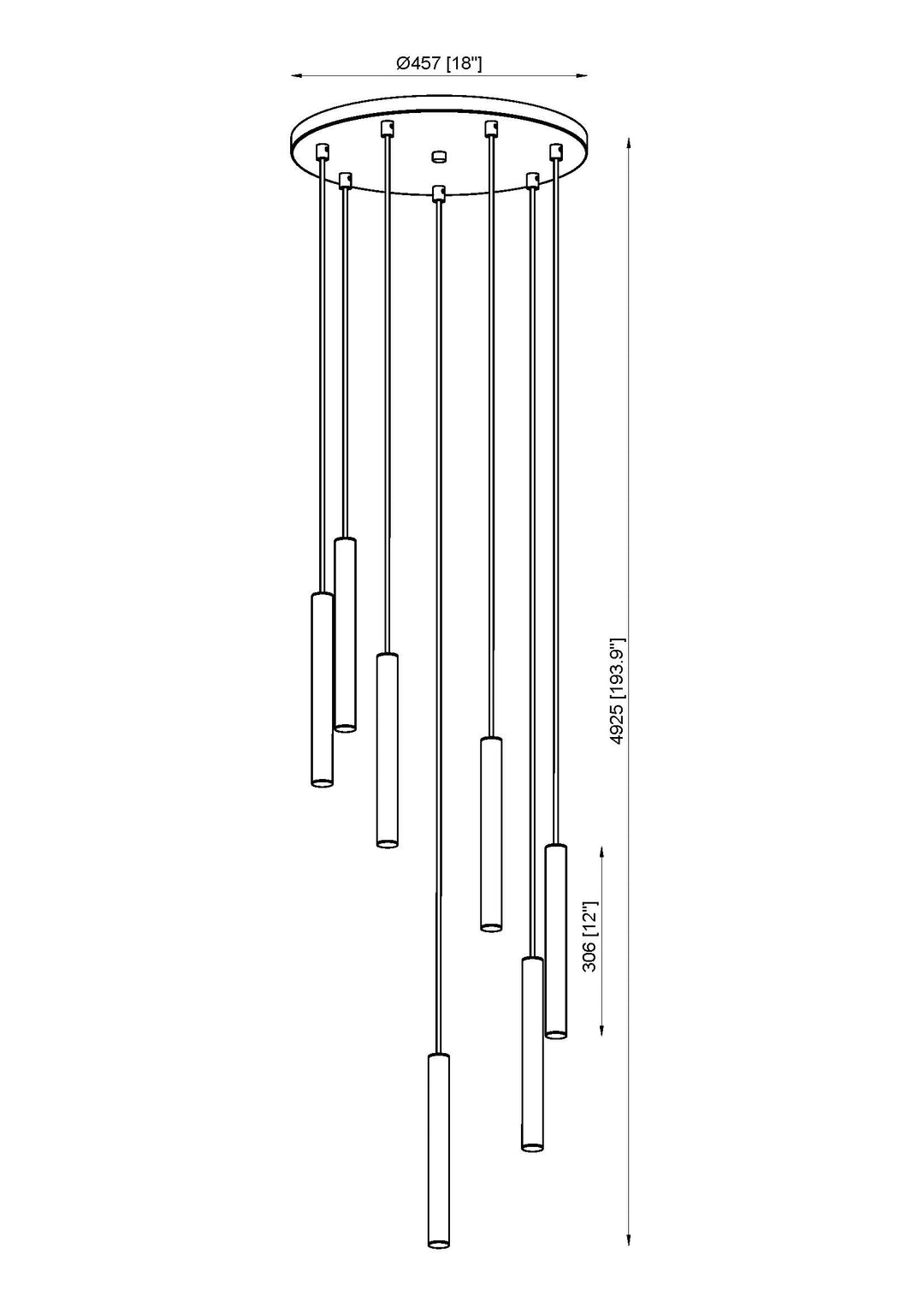 Forest - LED 7 Light Chandelier (919MP12-7R-MB)