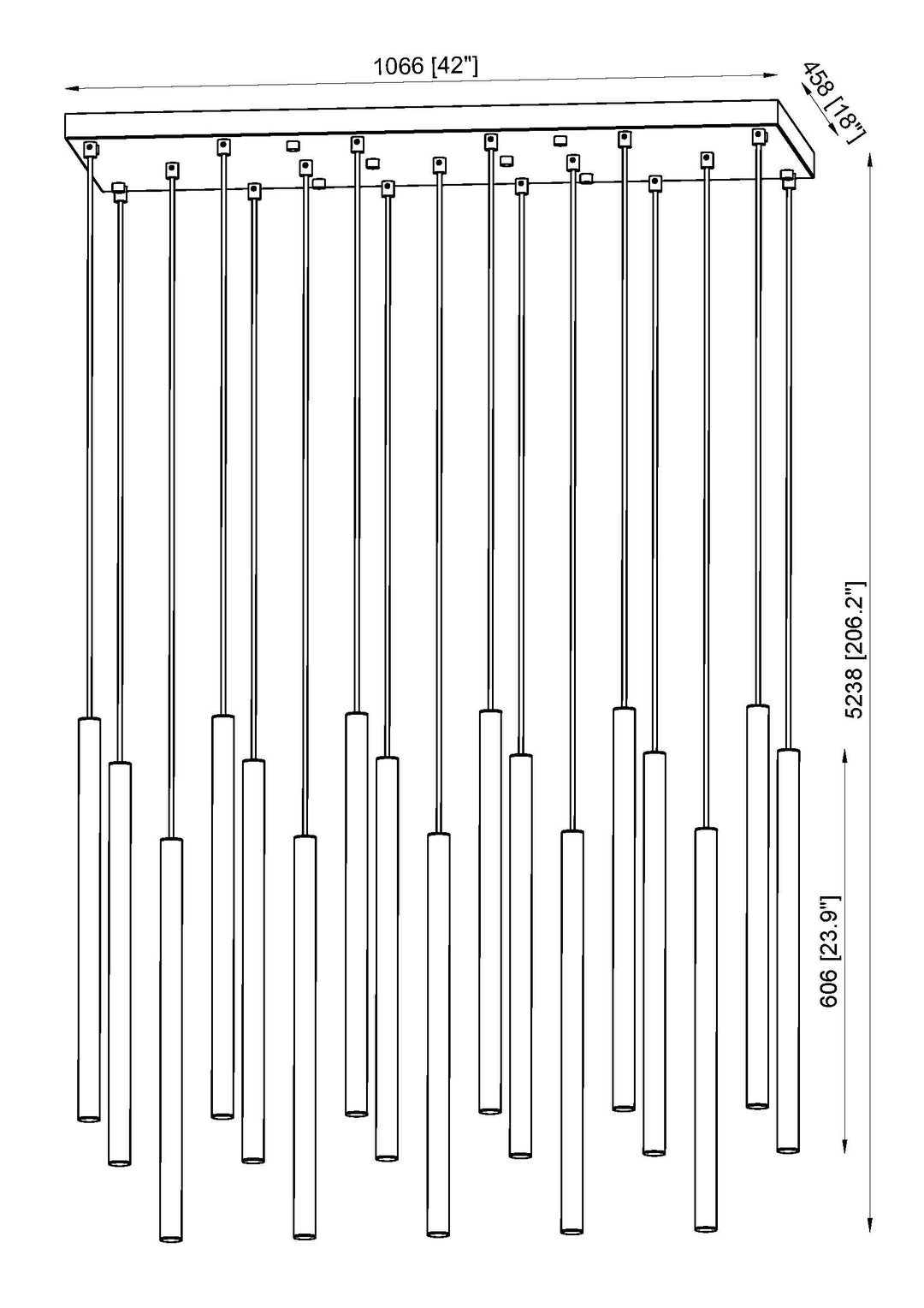 Forest - LED 17 Light Linear Chandelier (919MP24-17L-MGLD)