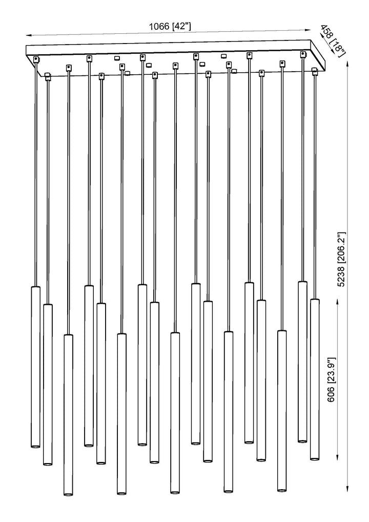 Forest - LED 17 Light Linear Chandelier (919MP24-17L-MGLD)