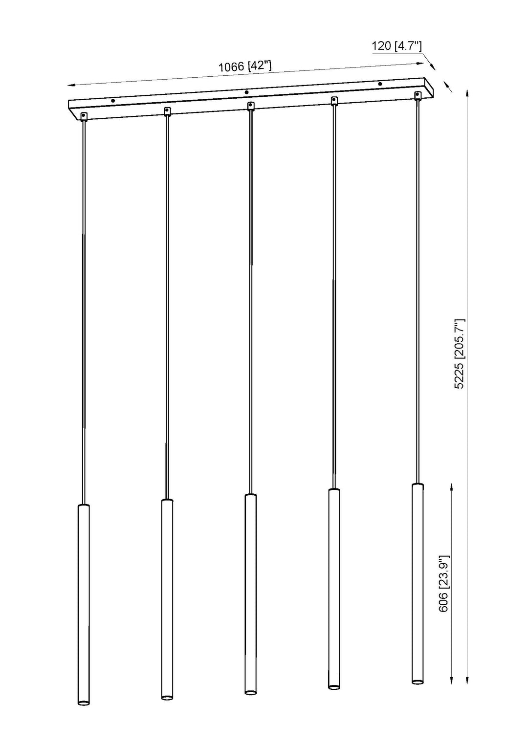 Forest - LED 5 Light Linear Chandelier (919MP24-5L-MB)