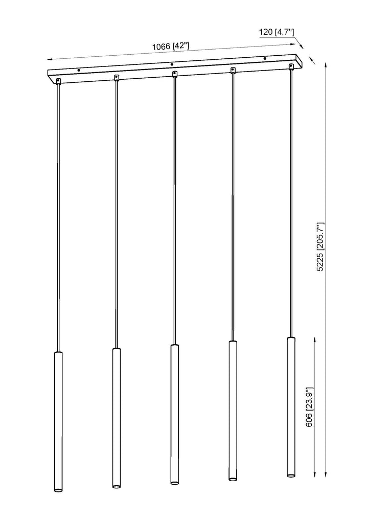 Forest - LED 5 Light Linear Chandelier (919MP24-5L-MGLD)