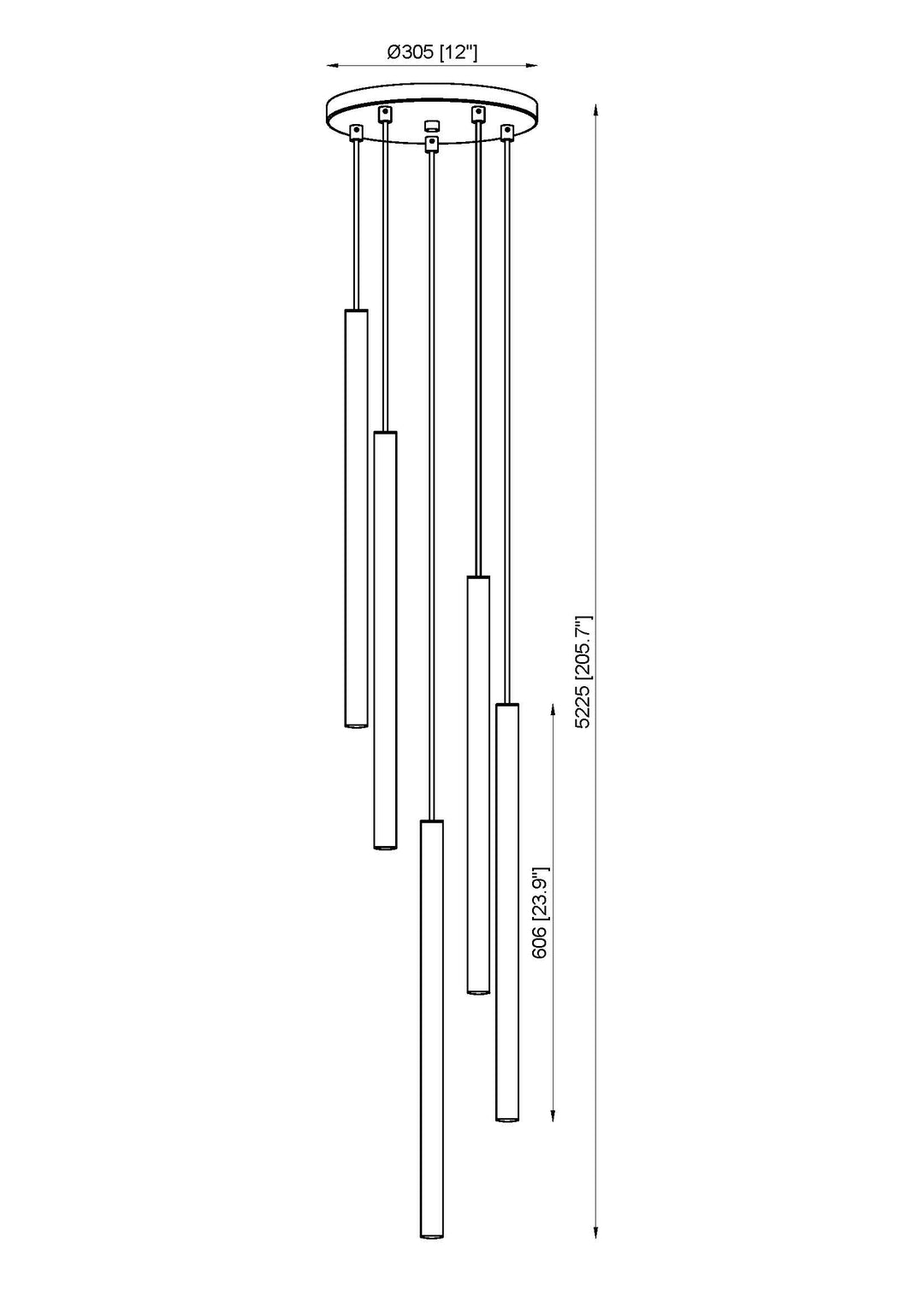 Forest - LED 5 Light Chandelier (919MP24-5R-BN)