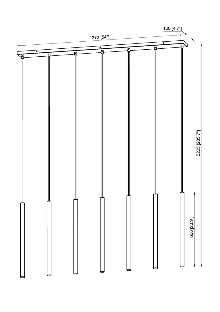 Forest - LED 7 Light Linear Chandelier (919MP24-7L-MGLD)