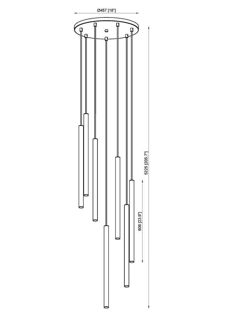 Forest - LED 7 Light Chandelier (919MP24-7R-MB)