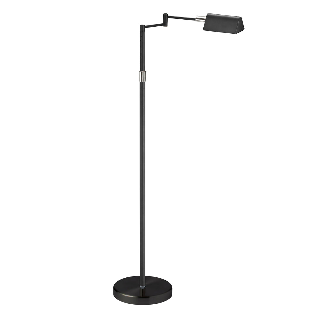 9W Swing Arm Floor in Black & Polished Chrome by Dainolite