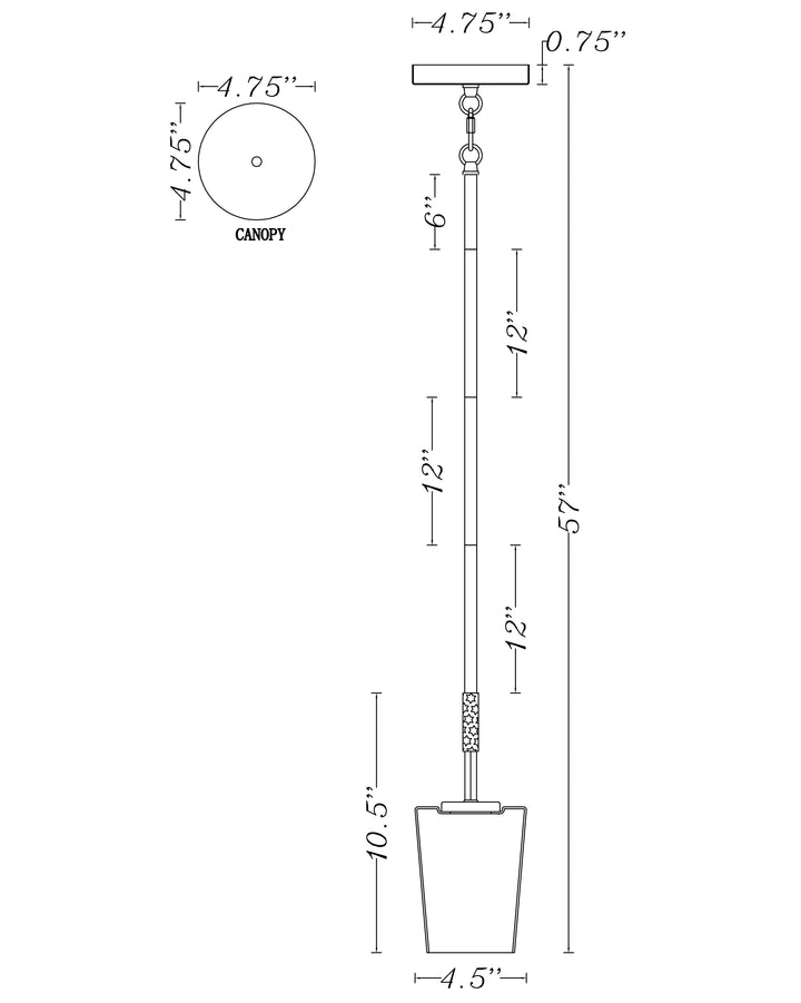 Durham 1-Light Pendant dimensions diagram