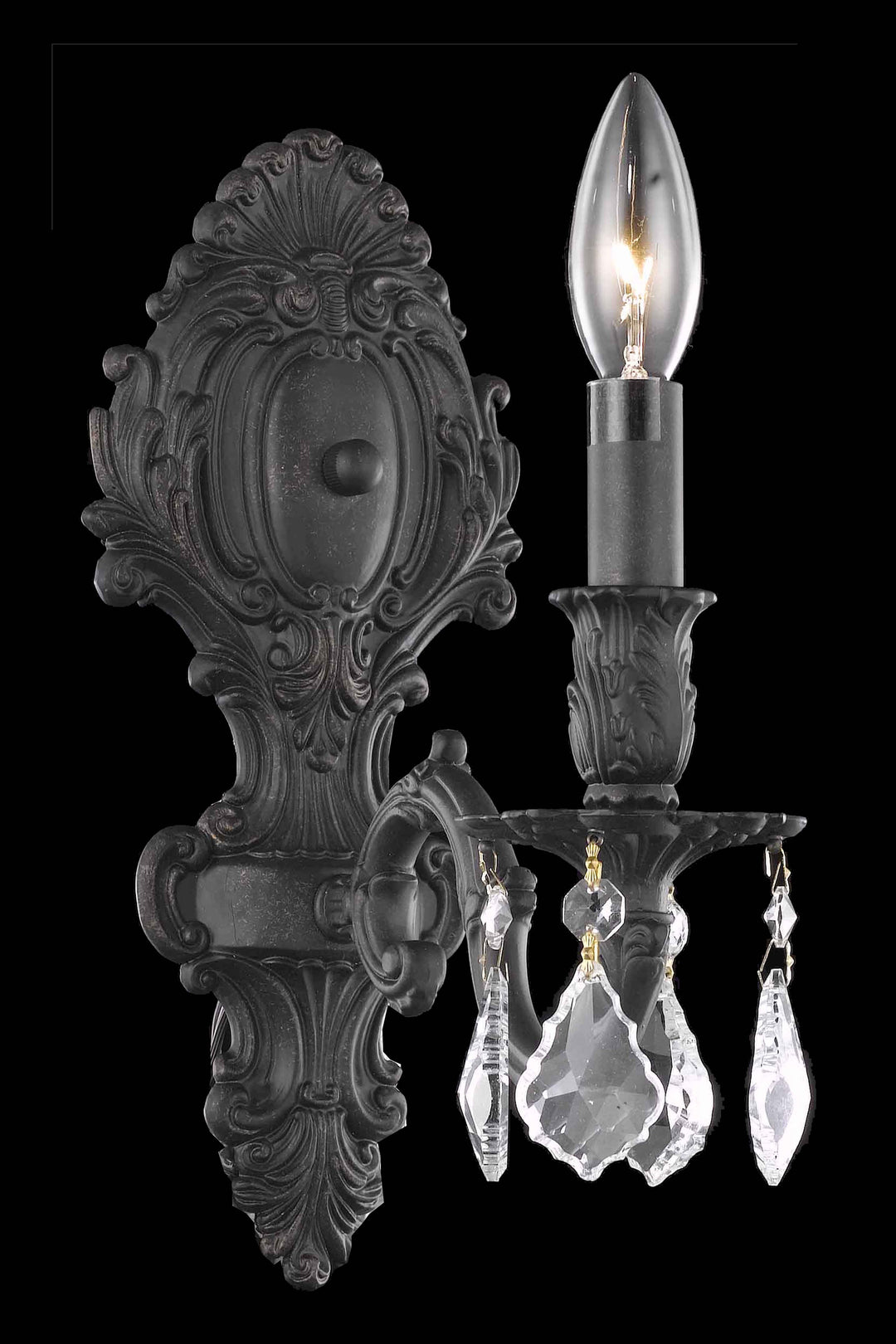 Monarch Crystal Wall Sconce in Dark Bronze by Elegant