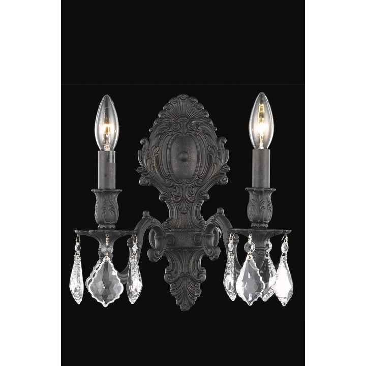 Monarch Crystal Wall Sconce (9602) in Dark Bronze by Elegant